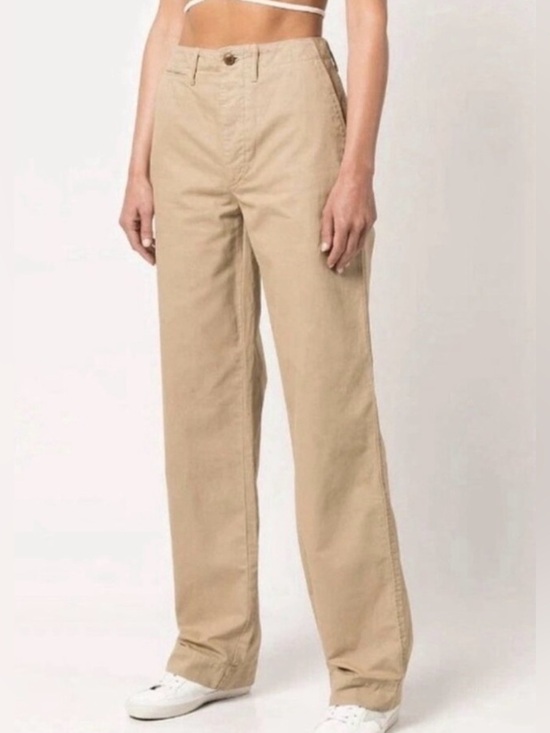 Re/Done Pants - RE/DONE 90s High-Rise Loose Trousers Button Fly Twill Chino Washed Khaki